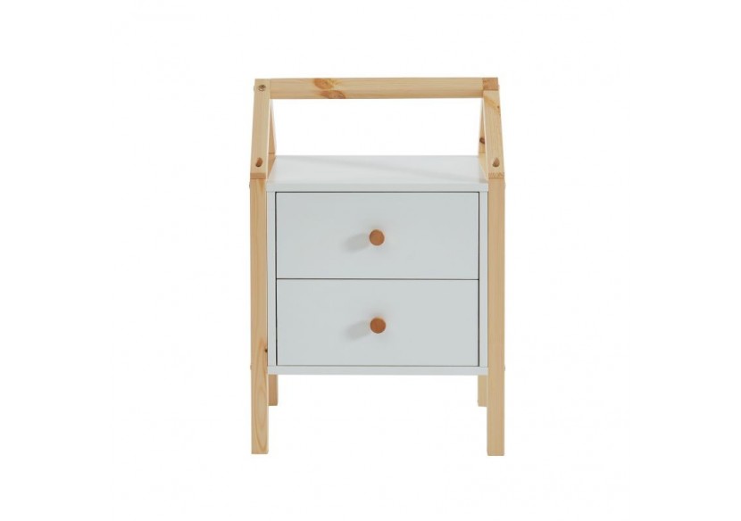 Table de chevet TINY blanc 2 tiroirs