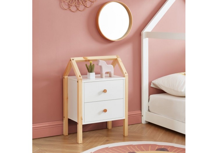 Table de chevet TINY blanc 2 tiroirs 2