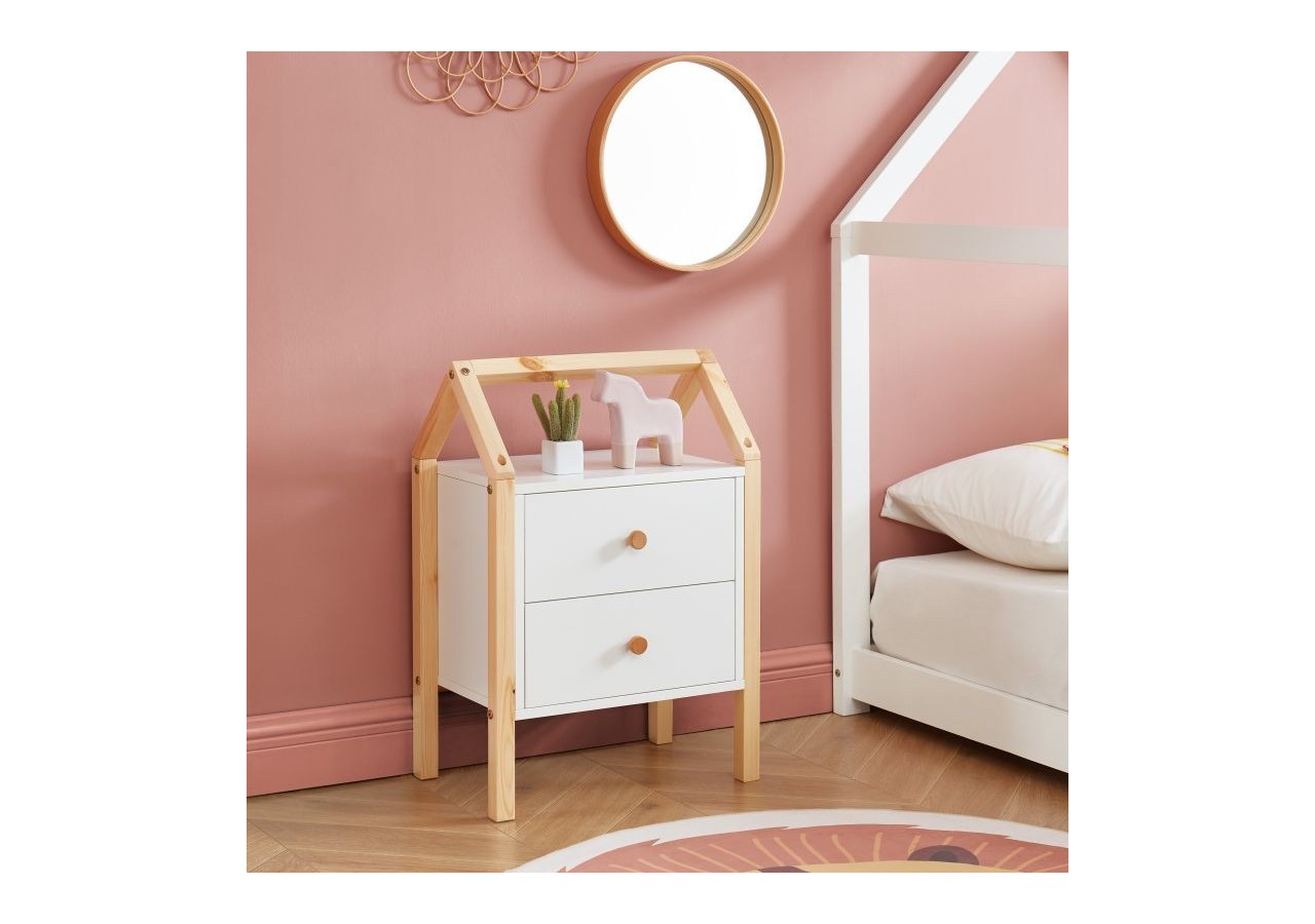 Table de chevet TINY blanc 2 tiroirs