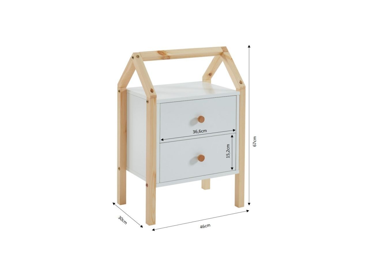 Table de chevet TINY blanc 2 tiroirs