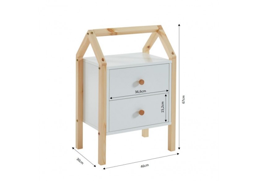 Table de chevet TINY blanc 2 tiroirs