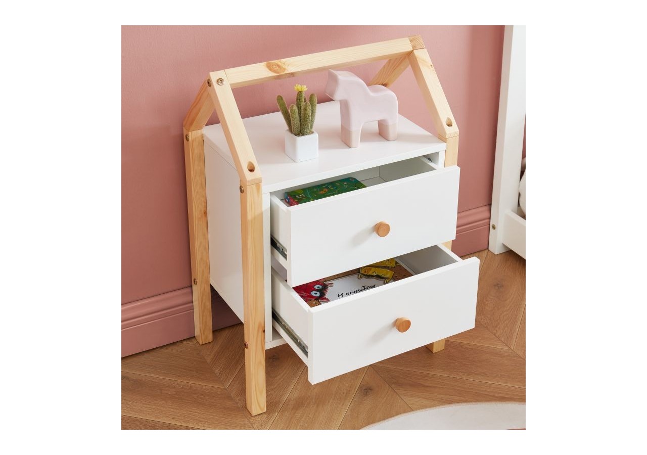 Table de chevet TINY blanc 2 tiroirs