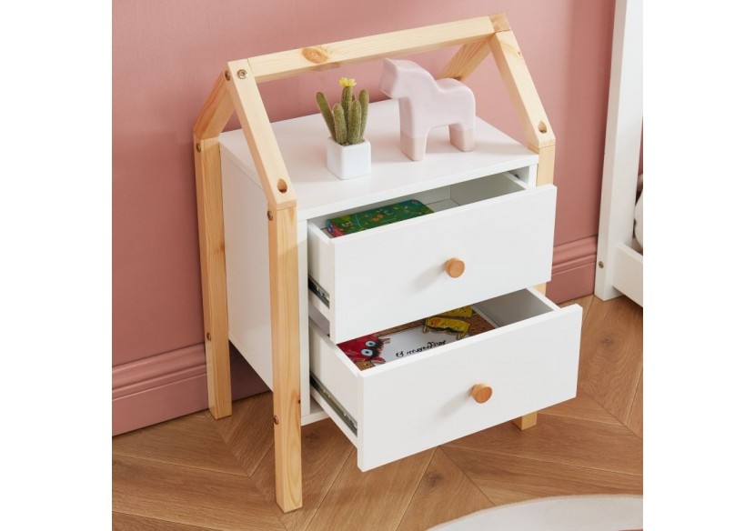 Table de chevet TINY blanc 2 tiroirs