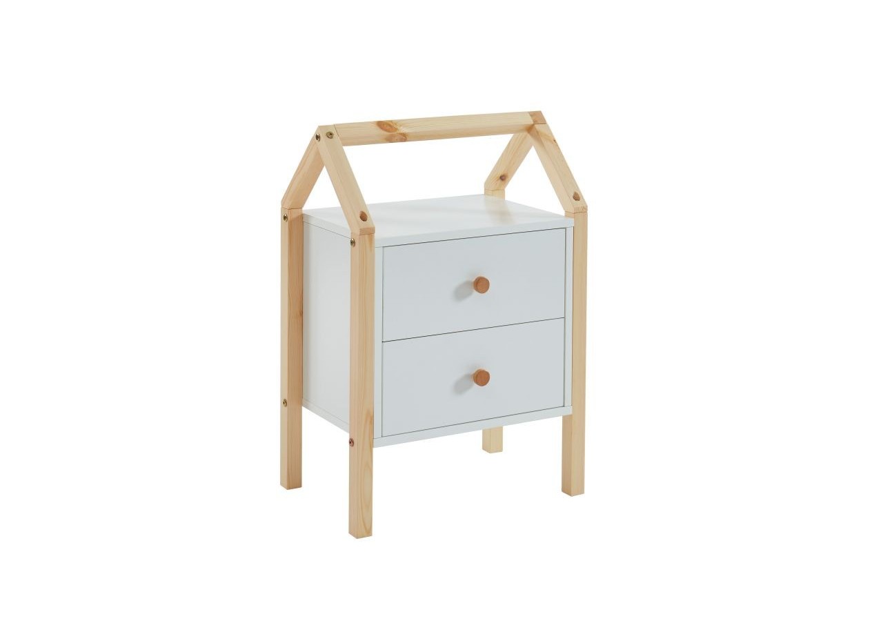 Table de chevet TINY blanc 2 tiroirs