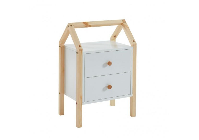 Table de chevet TINY blanc 2 tiroirs