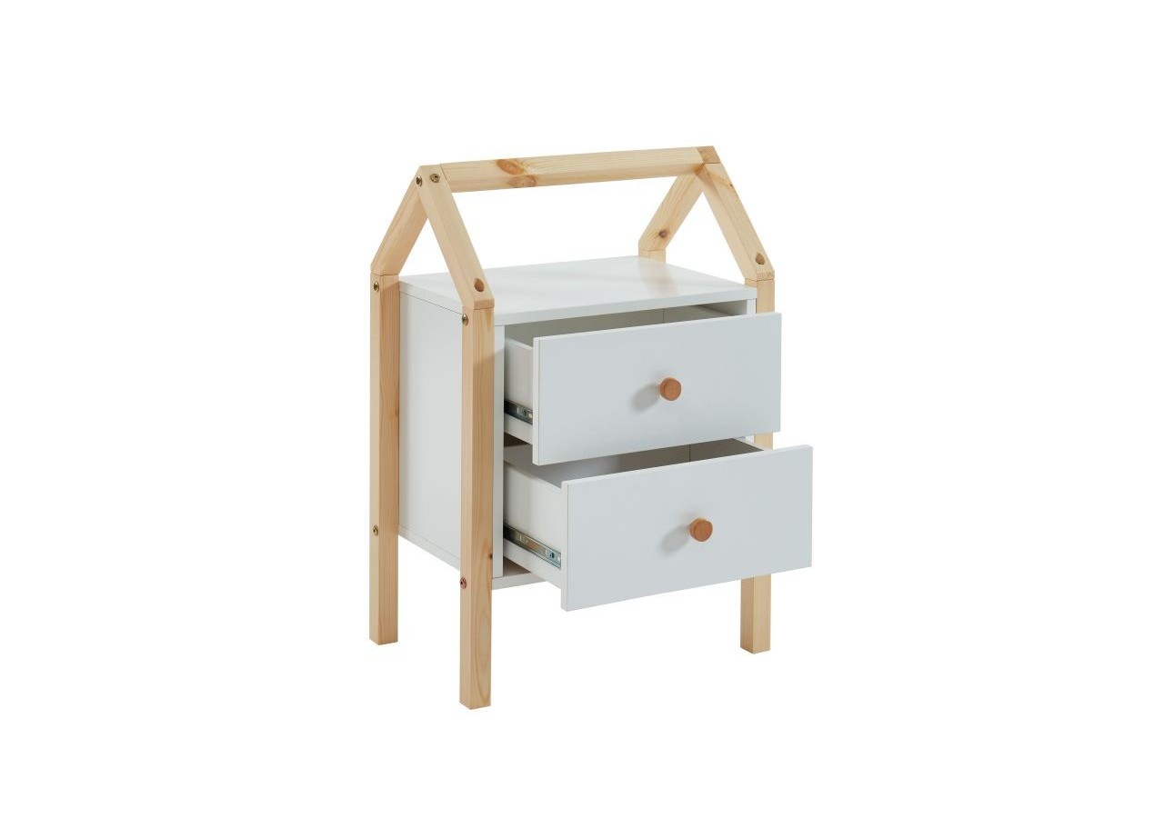 Table de chevet TINY blanc 2 tiroirs
