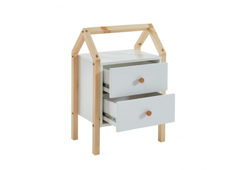 Table de chevet TINY blanc 2 tiroirs