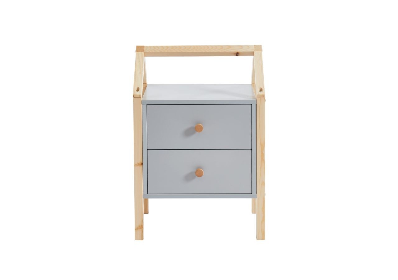 Table de chevet TINY gris 2 tiroirs