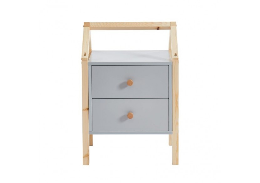 Table de chevet TINY gris 2 tiroirs
