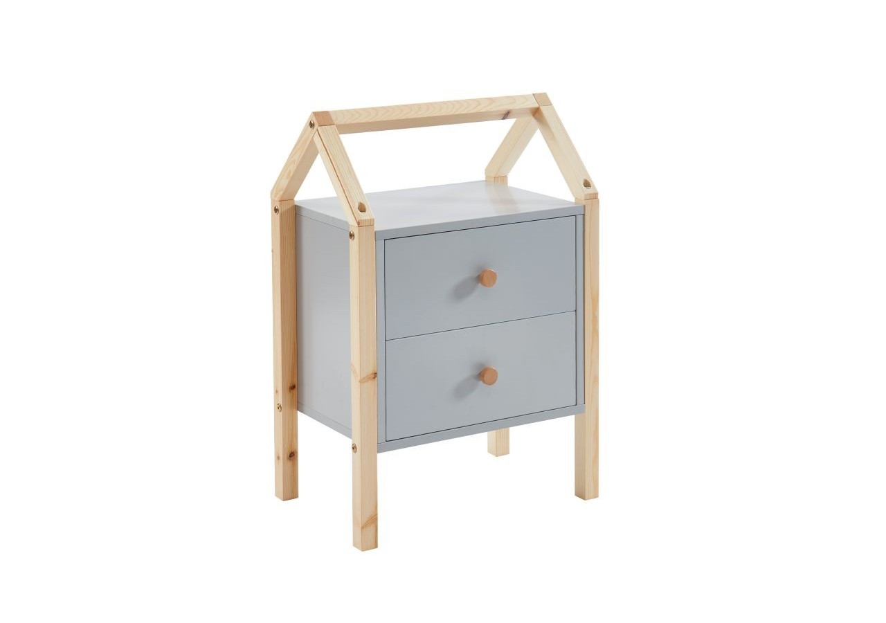 Table de chevet TINY gris 2 tiroirs