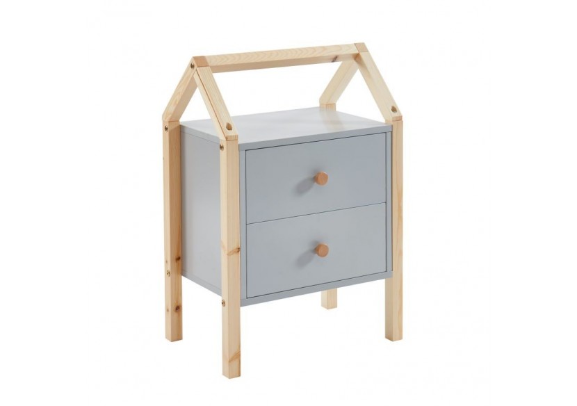 Table de chevet TINY gris 2 tiroirs