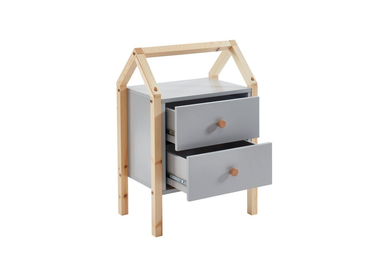 Table de chevet TINY gris 2 tiroirs
