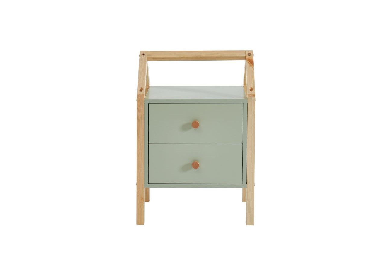 Table de chevet TINY vert 2 tiroirs