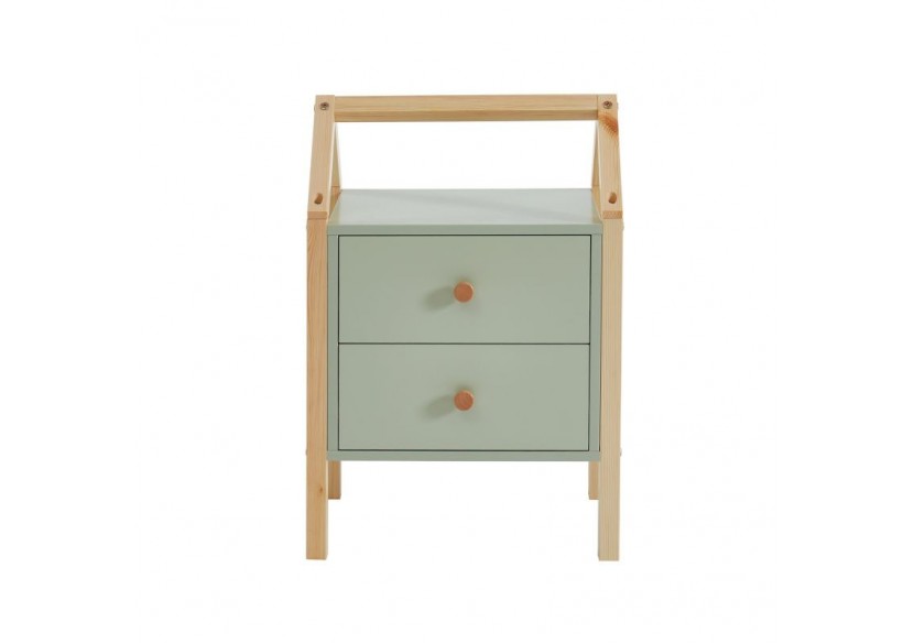 Table de chevet TINY vert 2 tiroirs