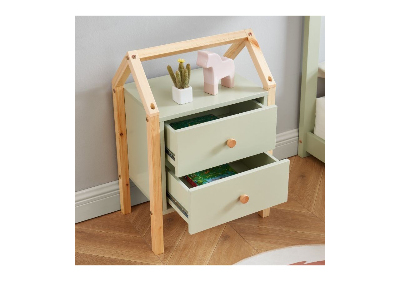 Table de chevet TINY vert 2 tiroirs