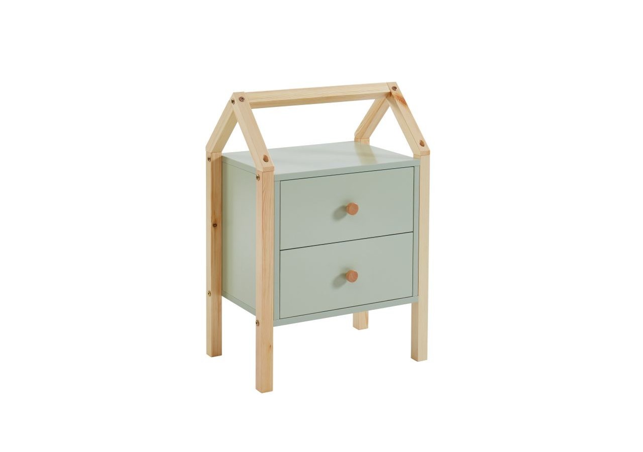 Table de chevet TINY vert 2 tiroirs