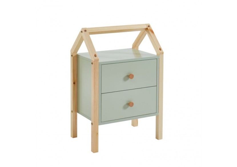 Table de chevet TINY vert 2 tiroirs