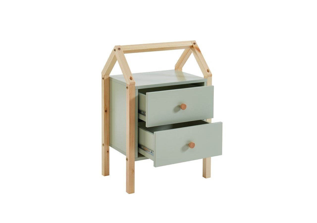 Table de chevet TINY vert 2 tiroirs