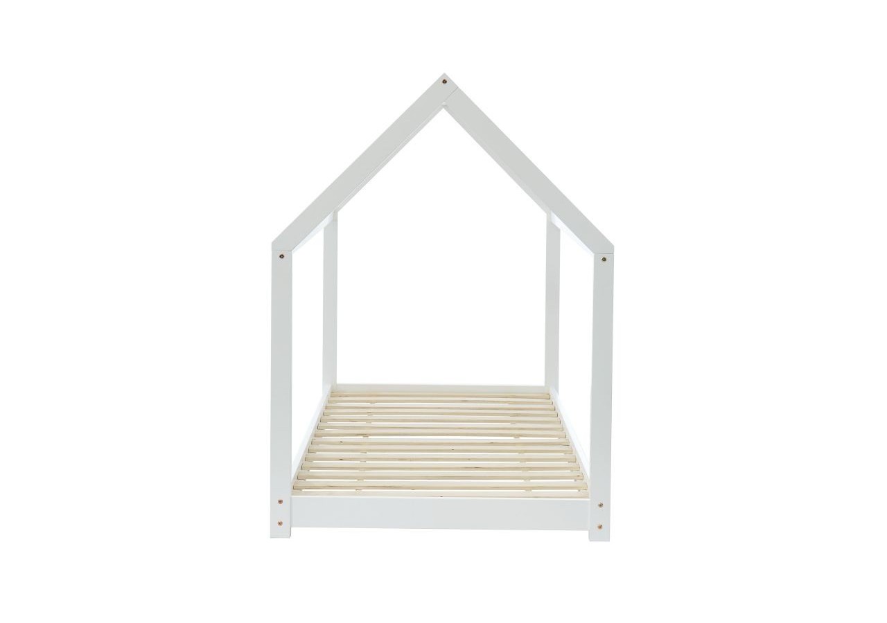 Lit enfant cabane TINY pin blanc 90x190 sommier inclus