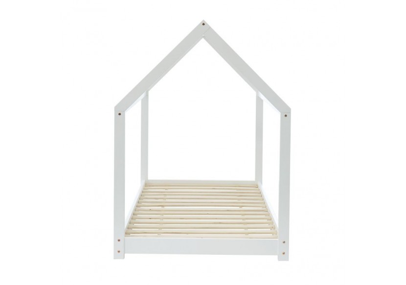 Lit enfant cabane TINY pin blanc 90x190 sommier inclus