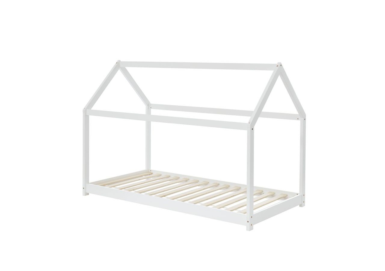 Lit enfant cabane TINY pin blanc 90x190 sommier inclus