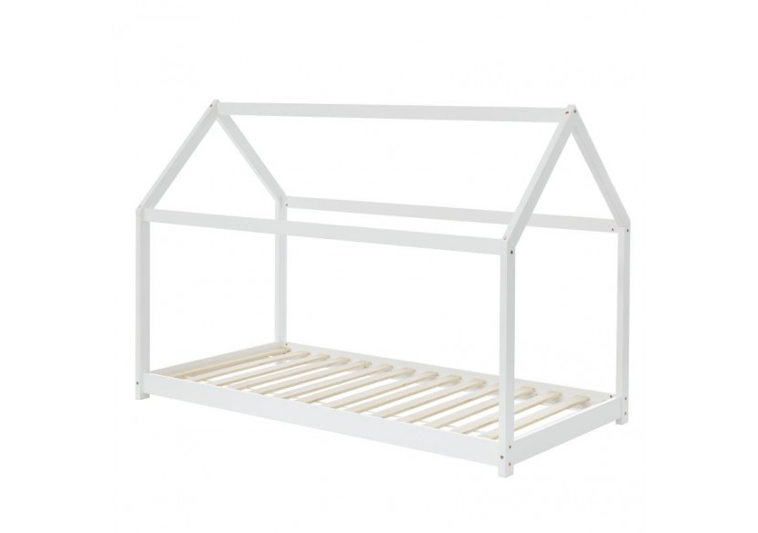 Lit enfant cabane TINY pin blanc 90x190 sommier inclus