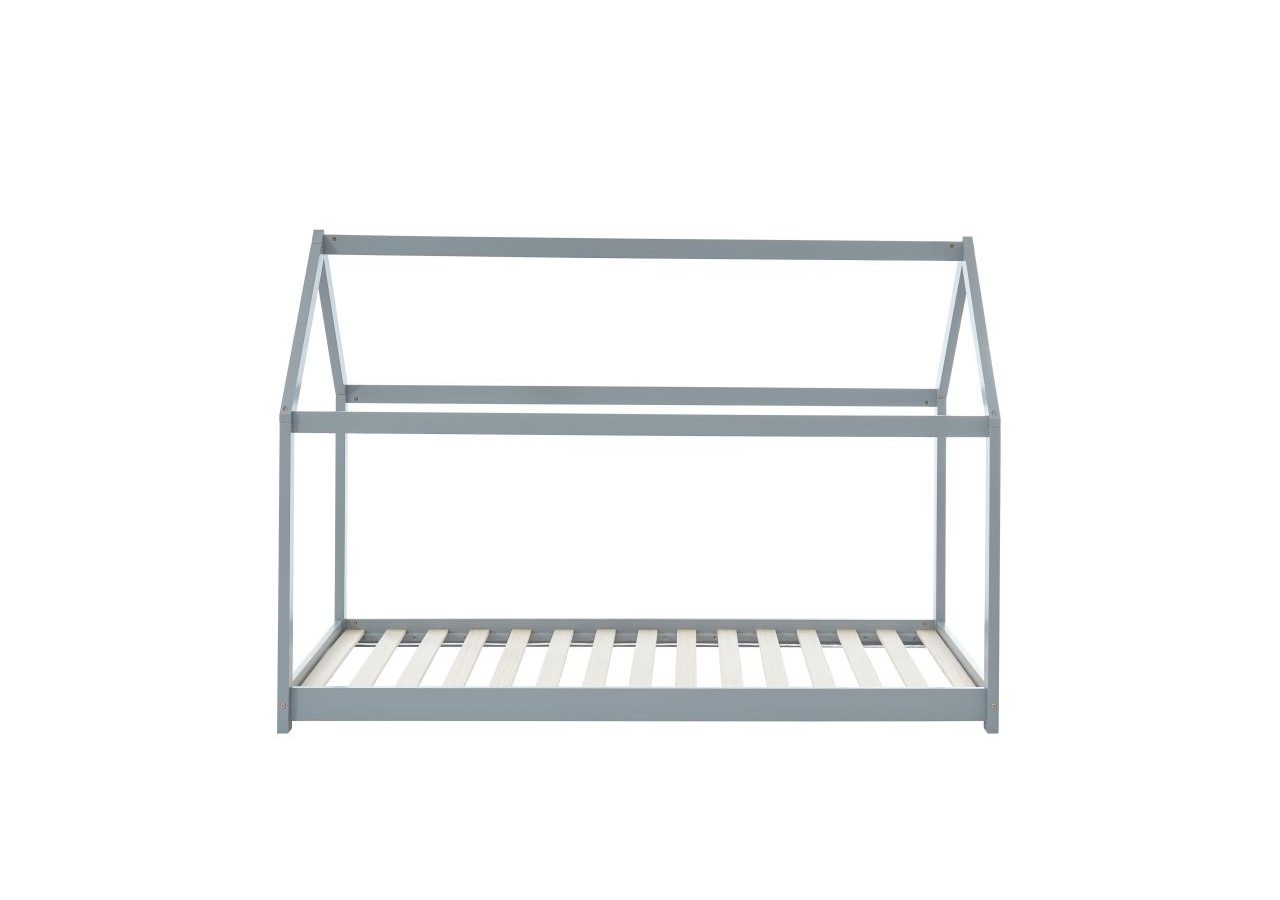 Lit enfant cabane TINY pin gris 90x190 sommier inclus