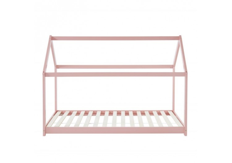 Lit enfant cabane TINY pin rose 90x190 sommier inclus