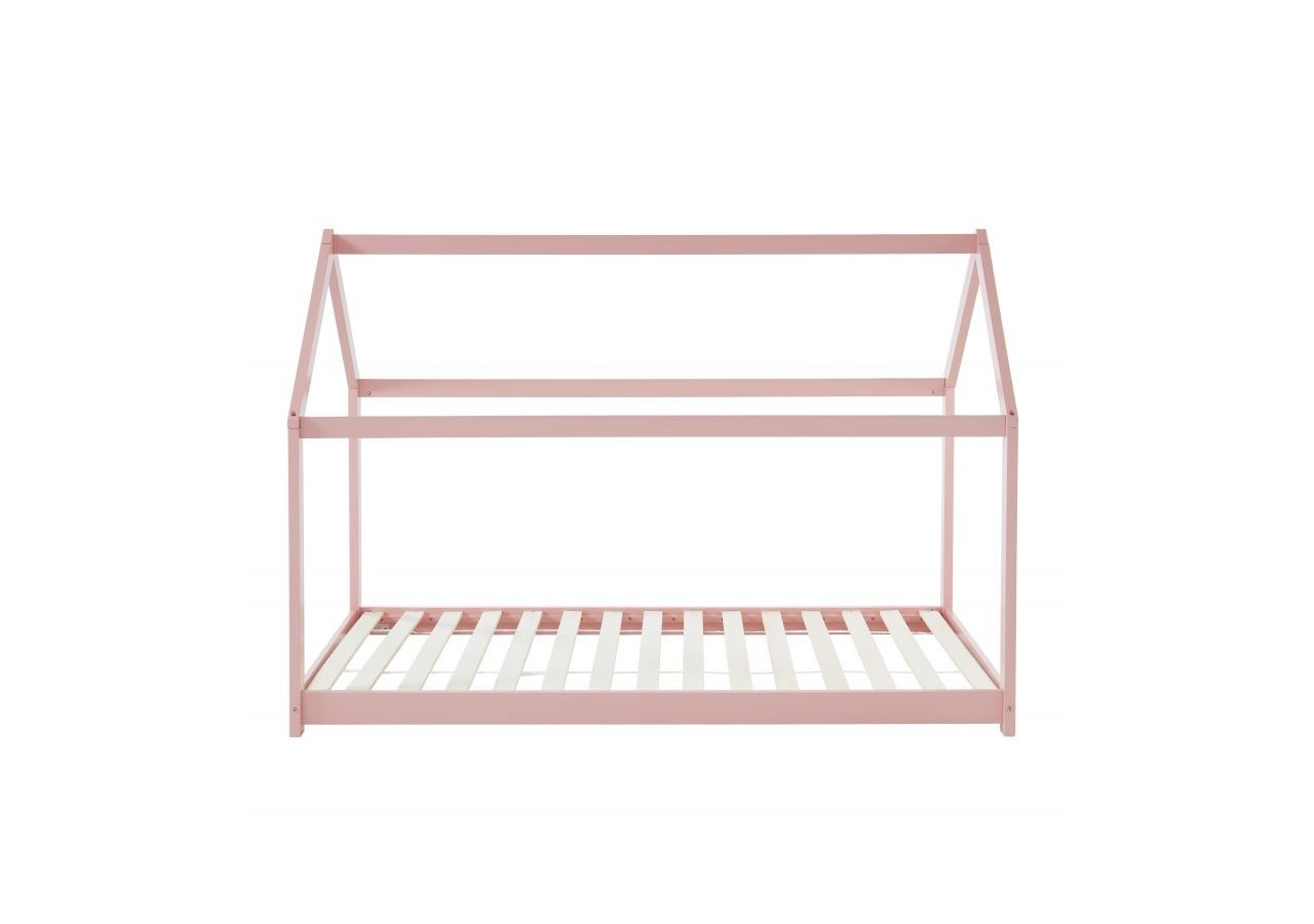Lit enfant cabane TINY pin rose 90x190 sommier inclus