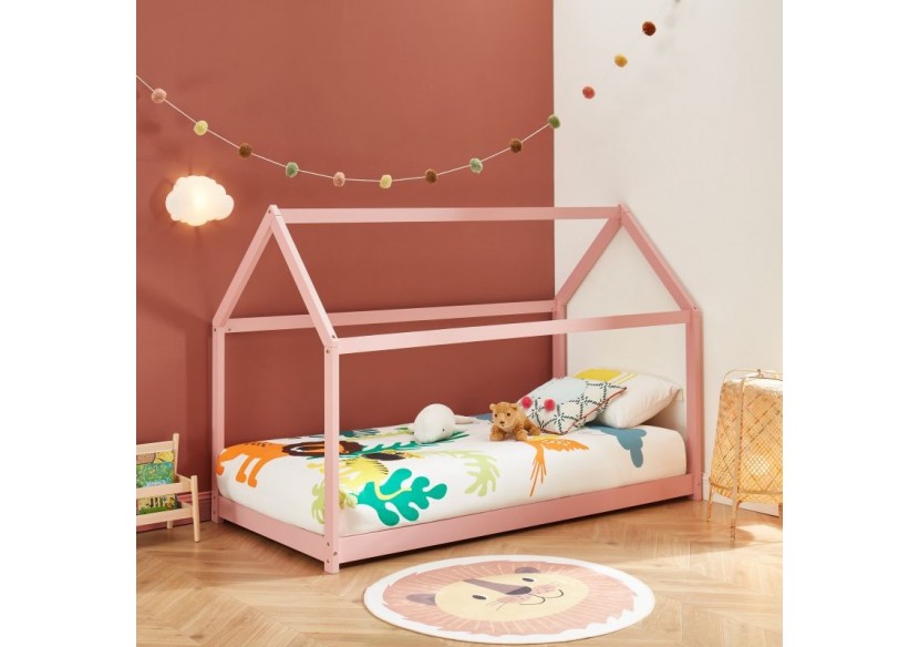 Lit enfant cabane TINY pin rose 90x190 sommier inclus Lit enfant cabane TINY pin rose 90x190 sommier inclus