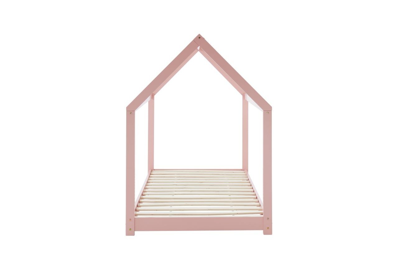 Lit enfant cabane TINY pin rose 90x190 sommier inclus