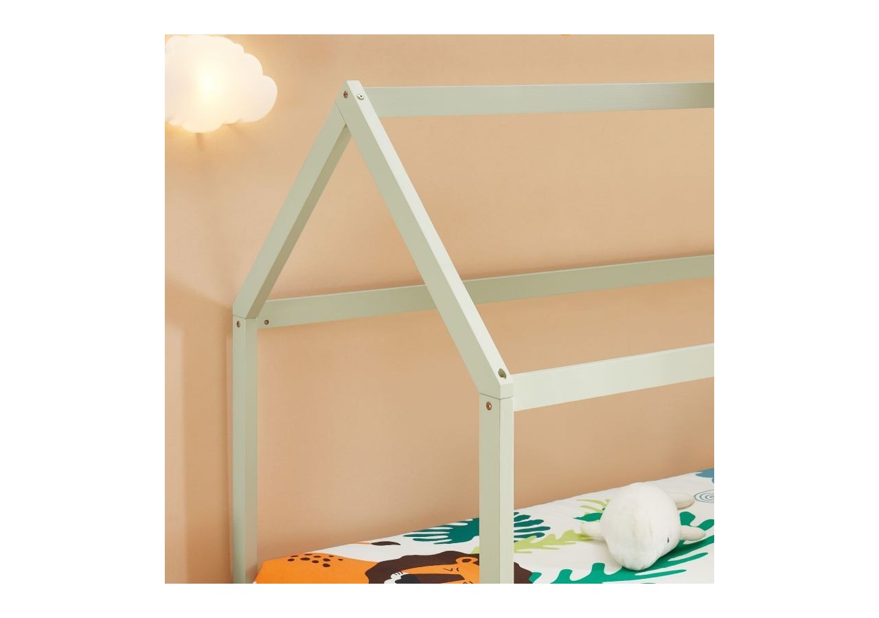 Lit enfant cabane TINY pin vert 90x190 sommier inclus