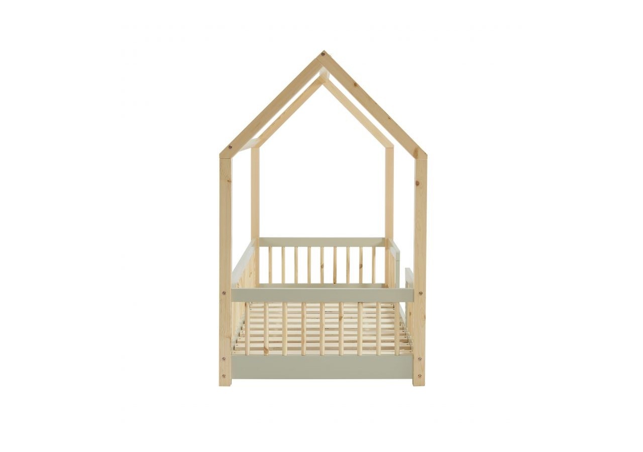 Lit cabane avec barrières TINY pin et perle 70x140 sommier inclus