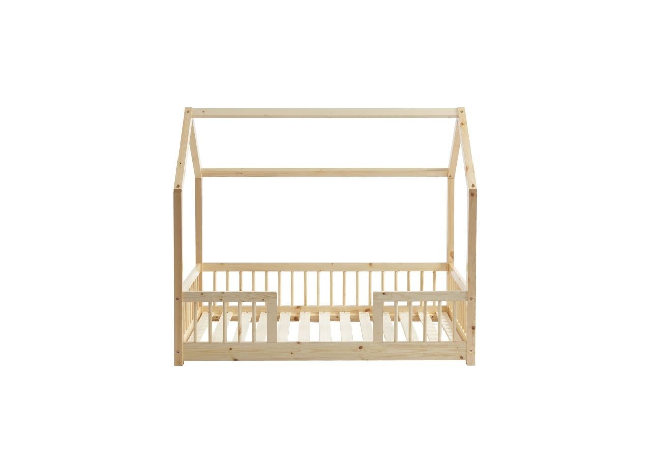 Lit cabane avec barrières TINY pin massif 70x140 sommier inclus