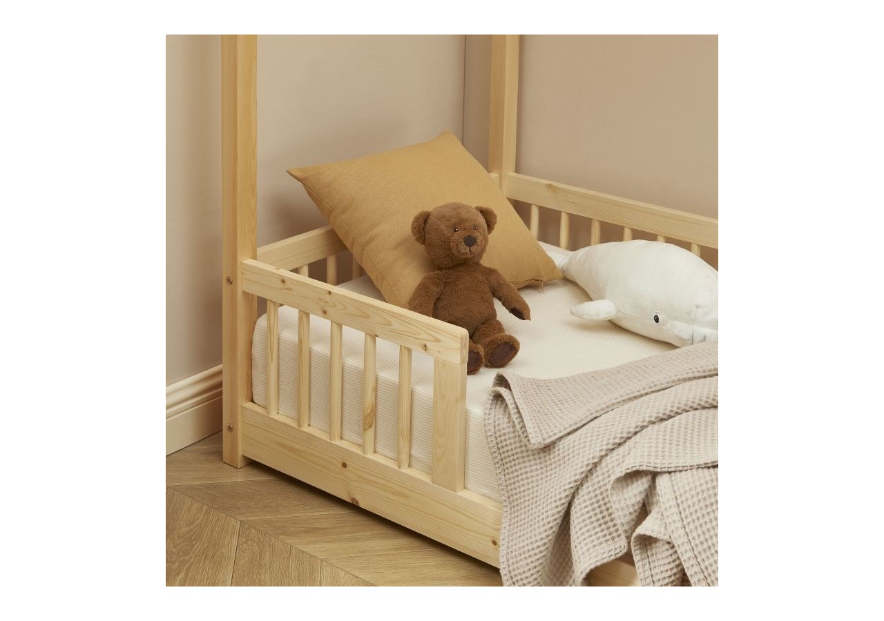 Lit cabane avec barrières TINY pin massif 70x140 sommier inclus