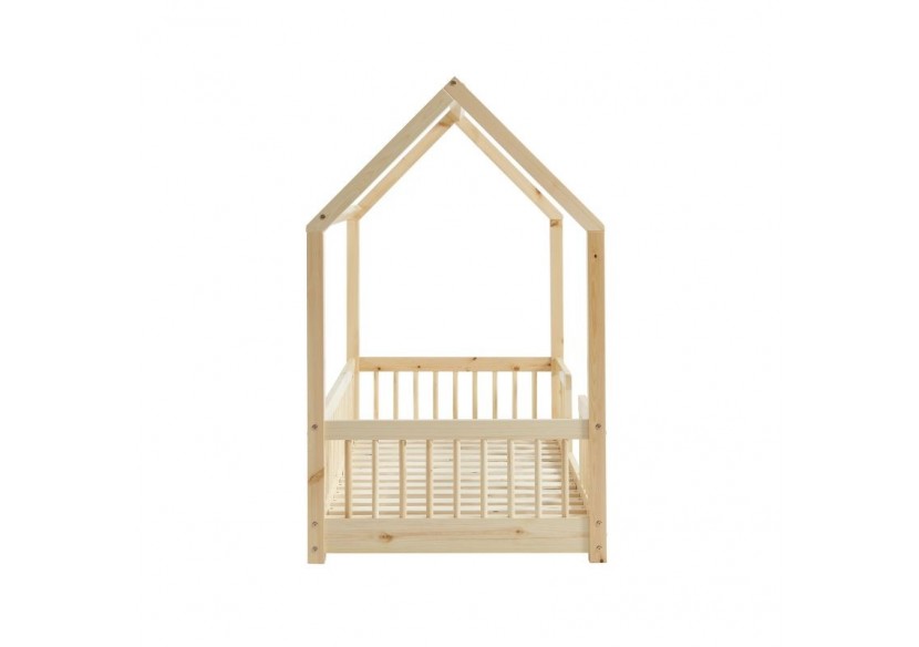 Lit cabane avec barrières TINY pin massif 70x140 sommier inclus