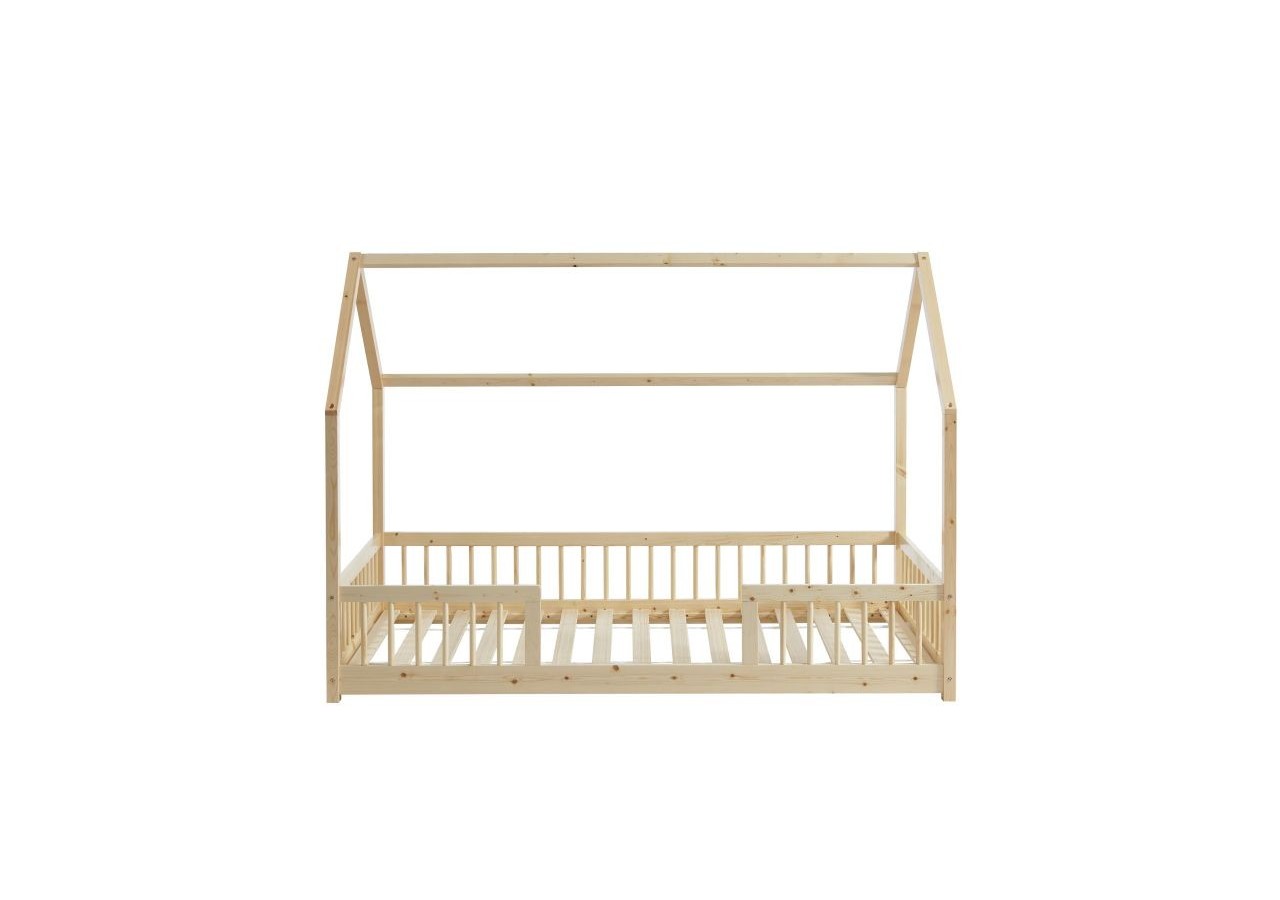 Lit cabane avec barrières TINY pin massif 90x190 sommier inclus