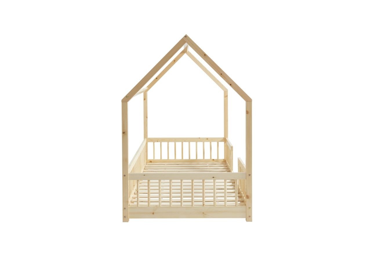 Lit cabane avec barrières TINY pin massif 90x190 sommier inclus