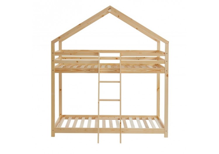 Lit cabane superposé TINY pin naturel 90x190 sommier inclus