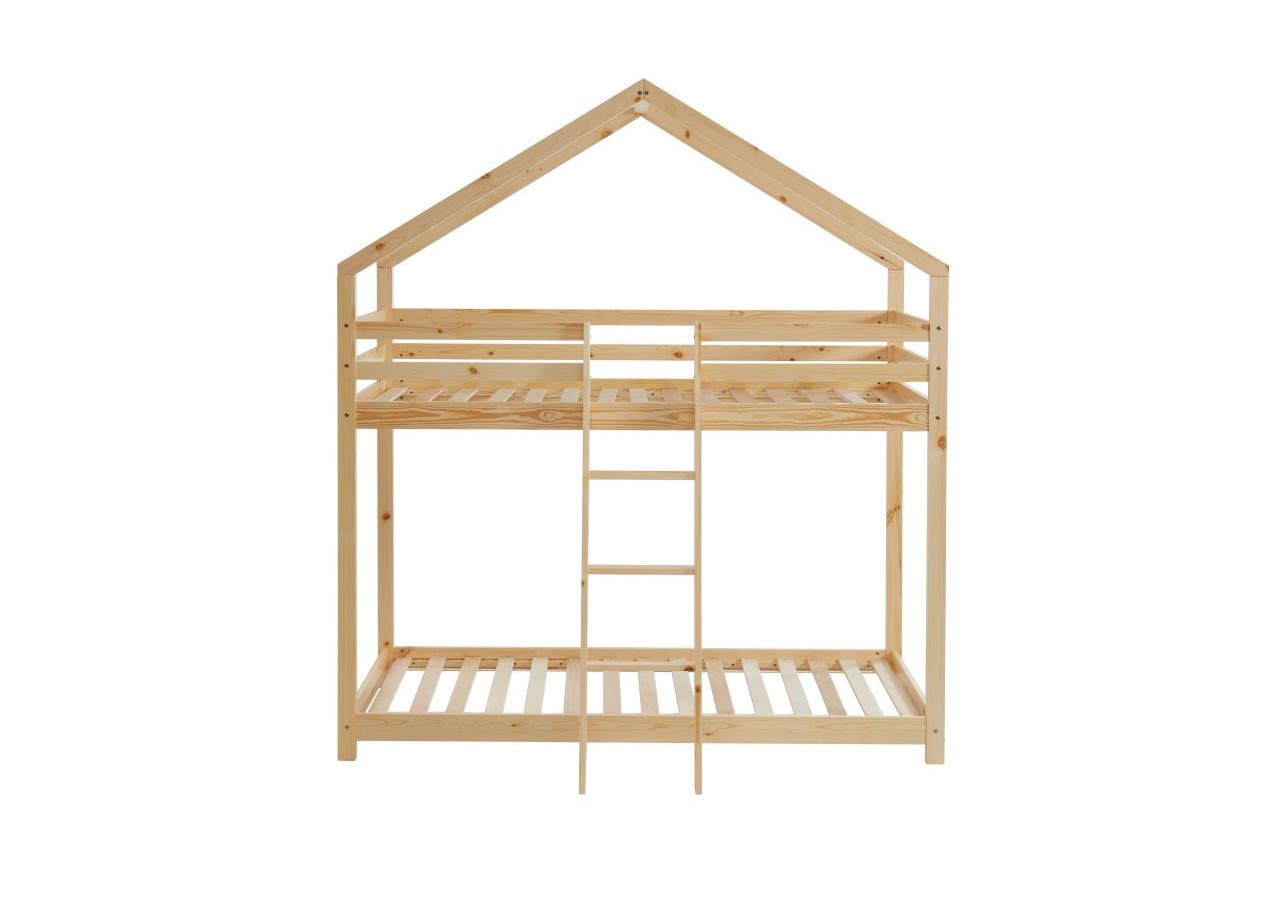 Lit cabane superposé TINY pin naturel 90x190 sommier inclus