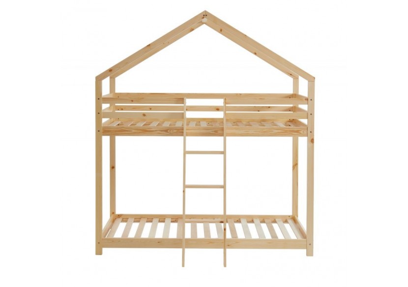 Lit cabane superposé TINY pin naturel 90x190 sommier inclus