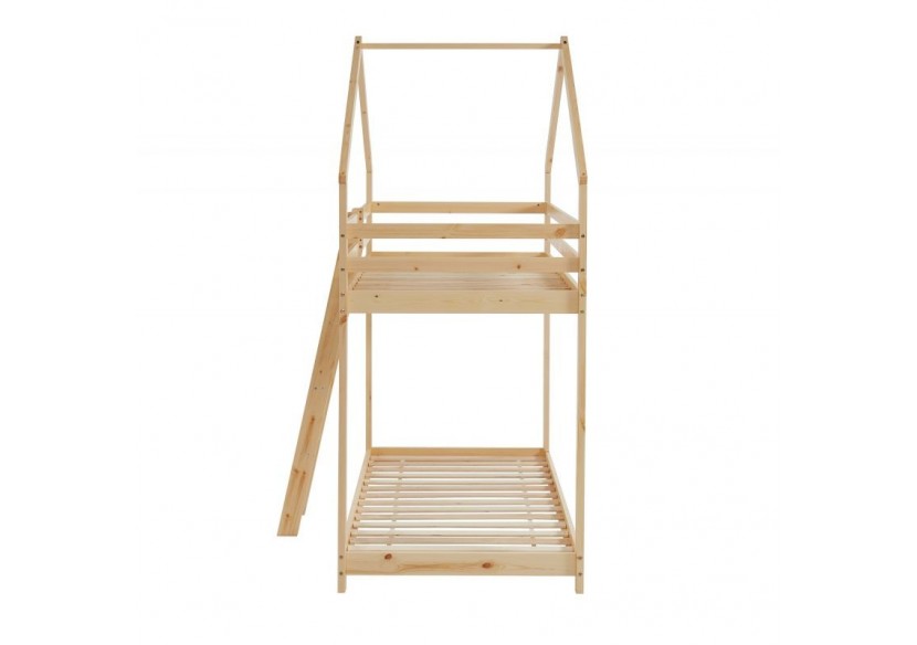 Lit cabane superposé TINY pin naturel 90x190 sommier inclus