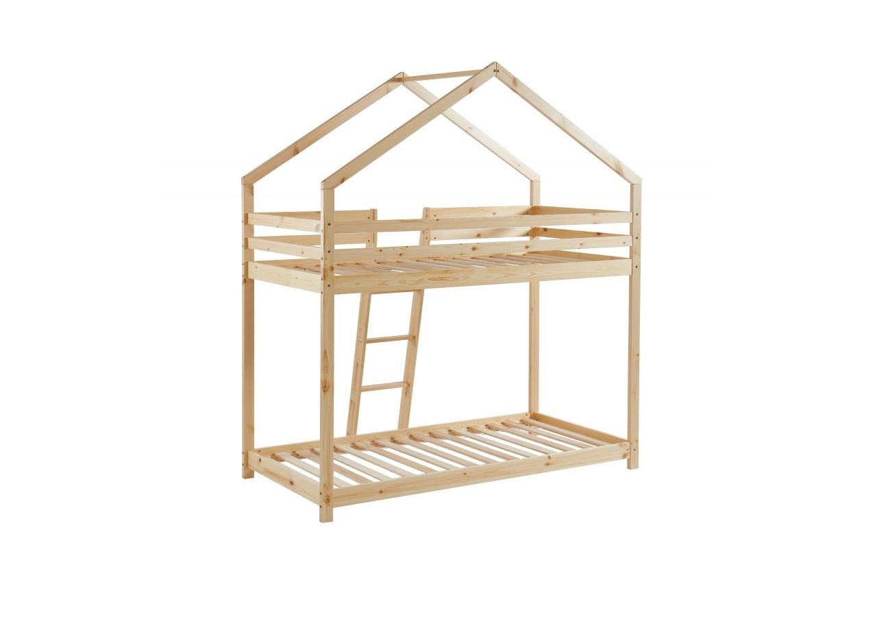 Lit cabane superposé TINY pin naturel 90x190 sommier inclus