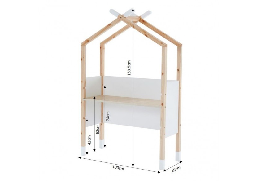 Bureau enfant tipi TINY blanc évolutif