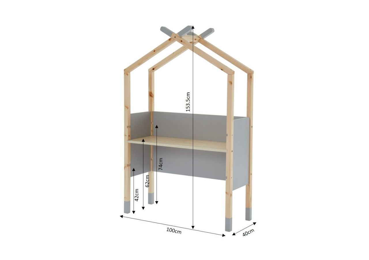 Bureau enfant tipi TINY gris évolutif