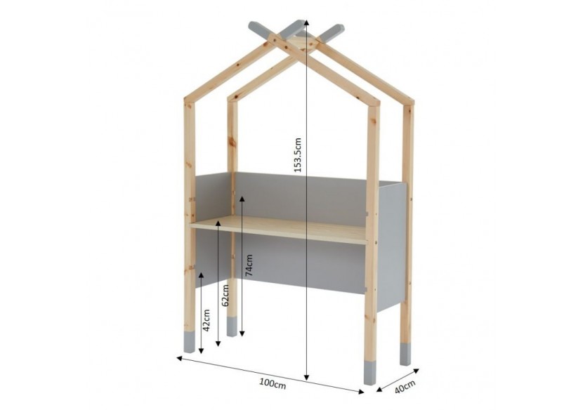 Bureau enfant tipi TINY gris évolutif