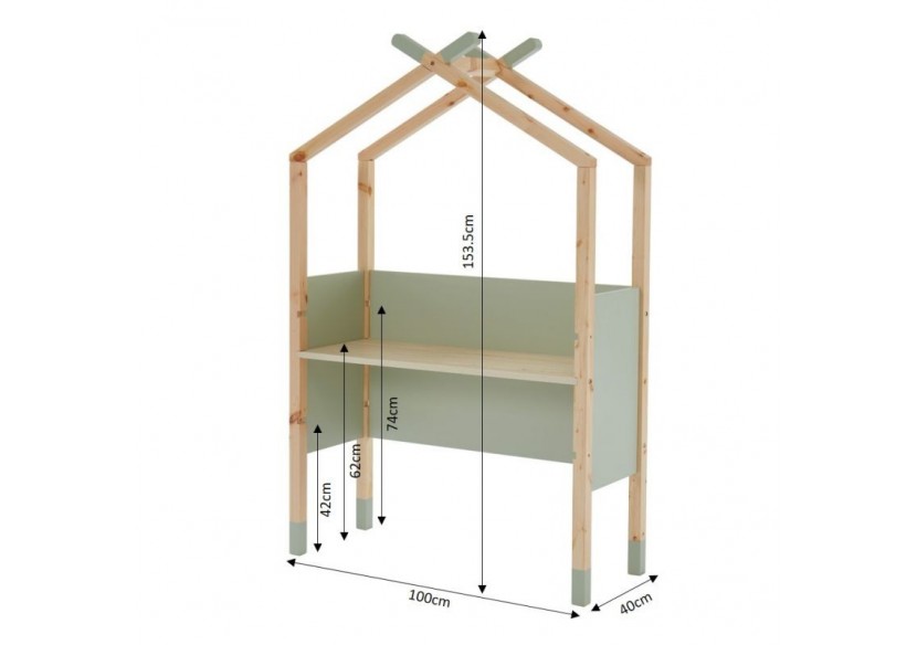 Bureau enfant tipi TINY vert évolutif