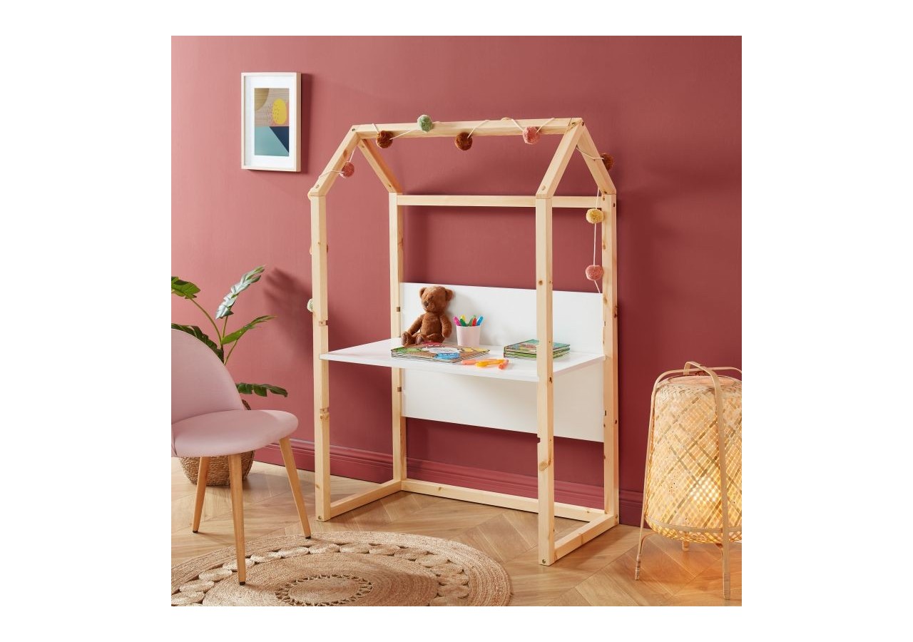 Bureau enfant cabane TINY blanc évolutif
