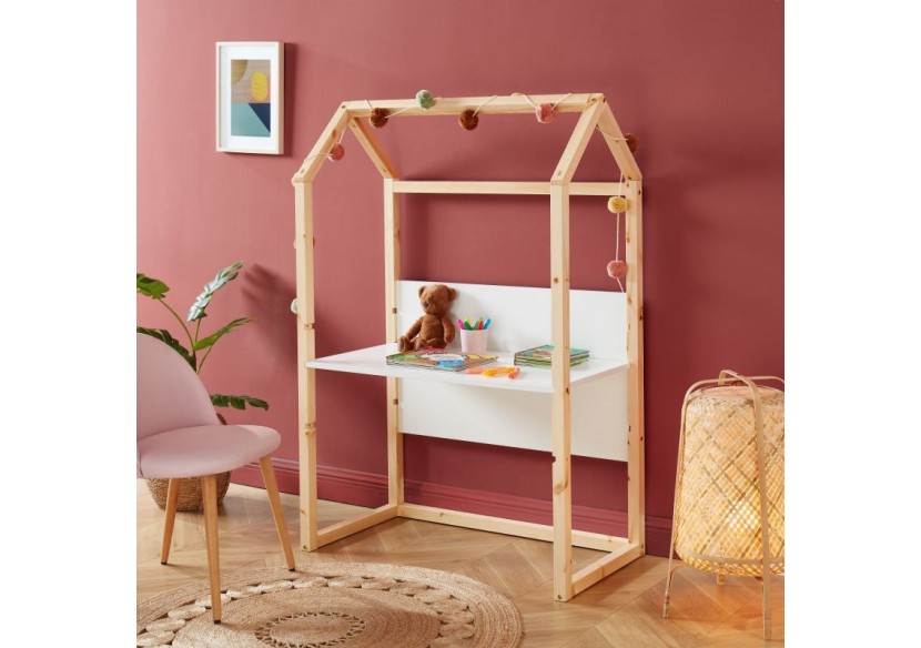 Bureau enfant cabane TINY blanc évolutif