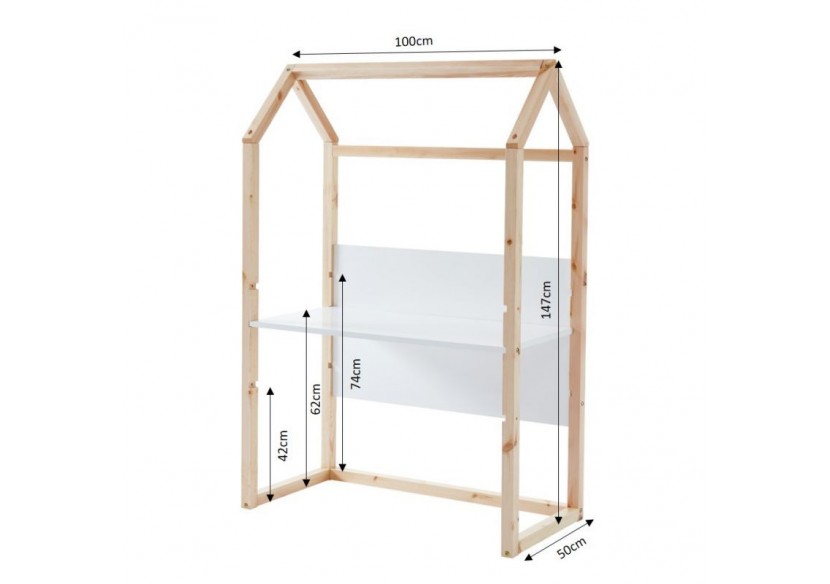 Bureau enfant cabane TINY blanc évolutif